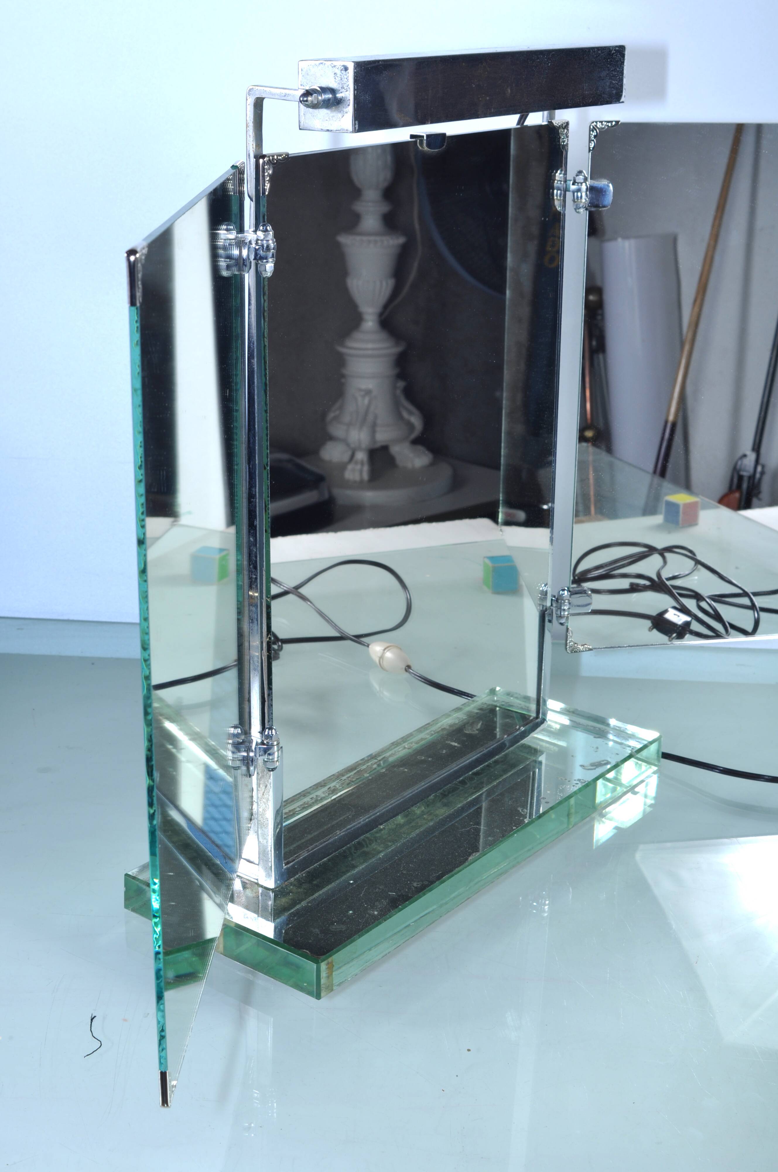 Brot triptych mirror on glass slab / year 30/40