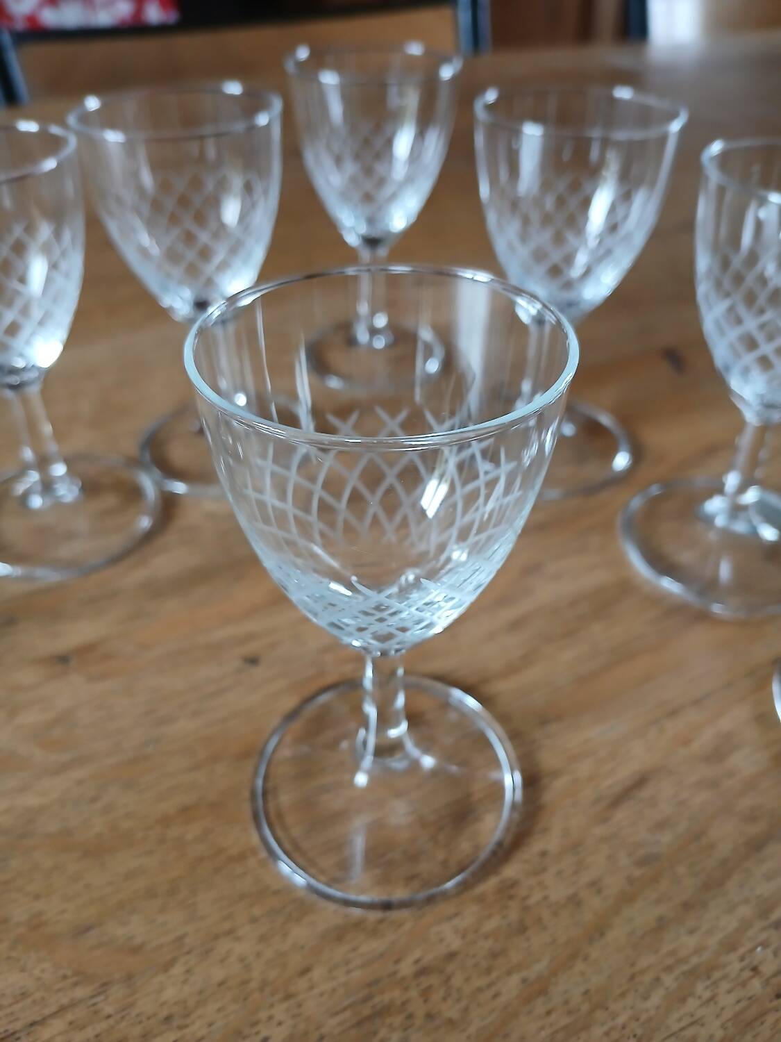 8 small vintage liqueur glasses