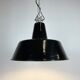 Black Enamel Industrial Factory Pendant Lamp, 1950s