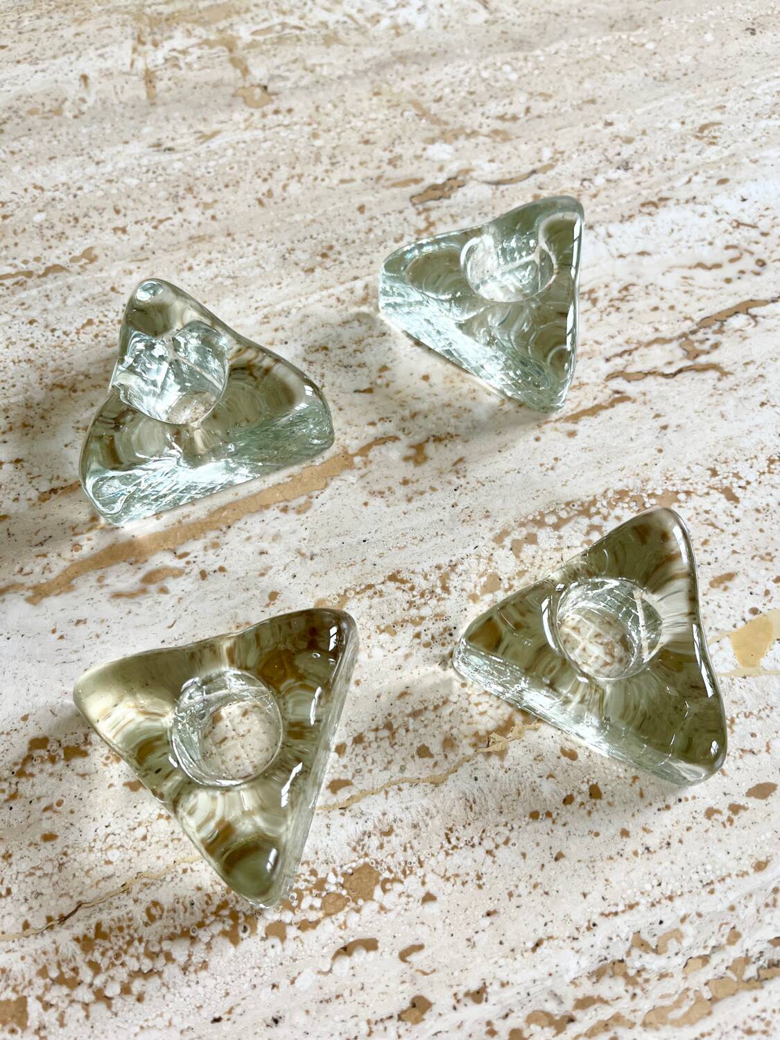 Triangle shaped glass candle holders