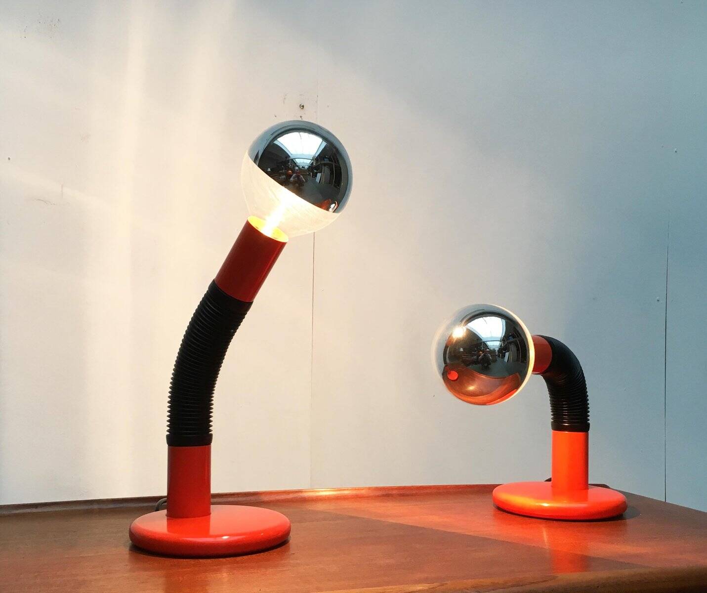 Vintage Italian table lamps Space Age by Bellini for Targetti, 1970s.
