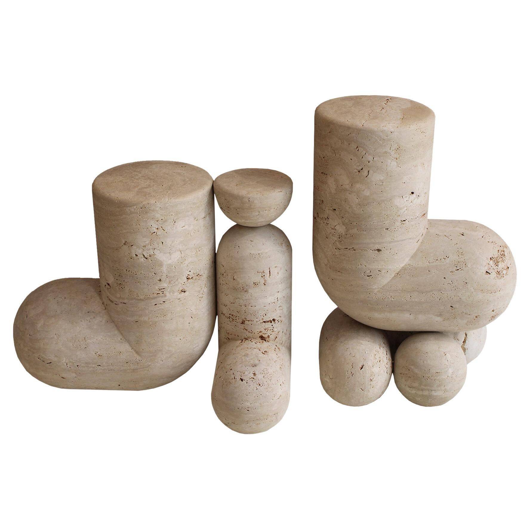 Pepe Guerrero MTC5 Console Table in Cream Travertine, Organic Modern