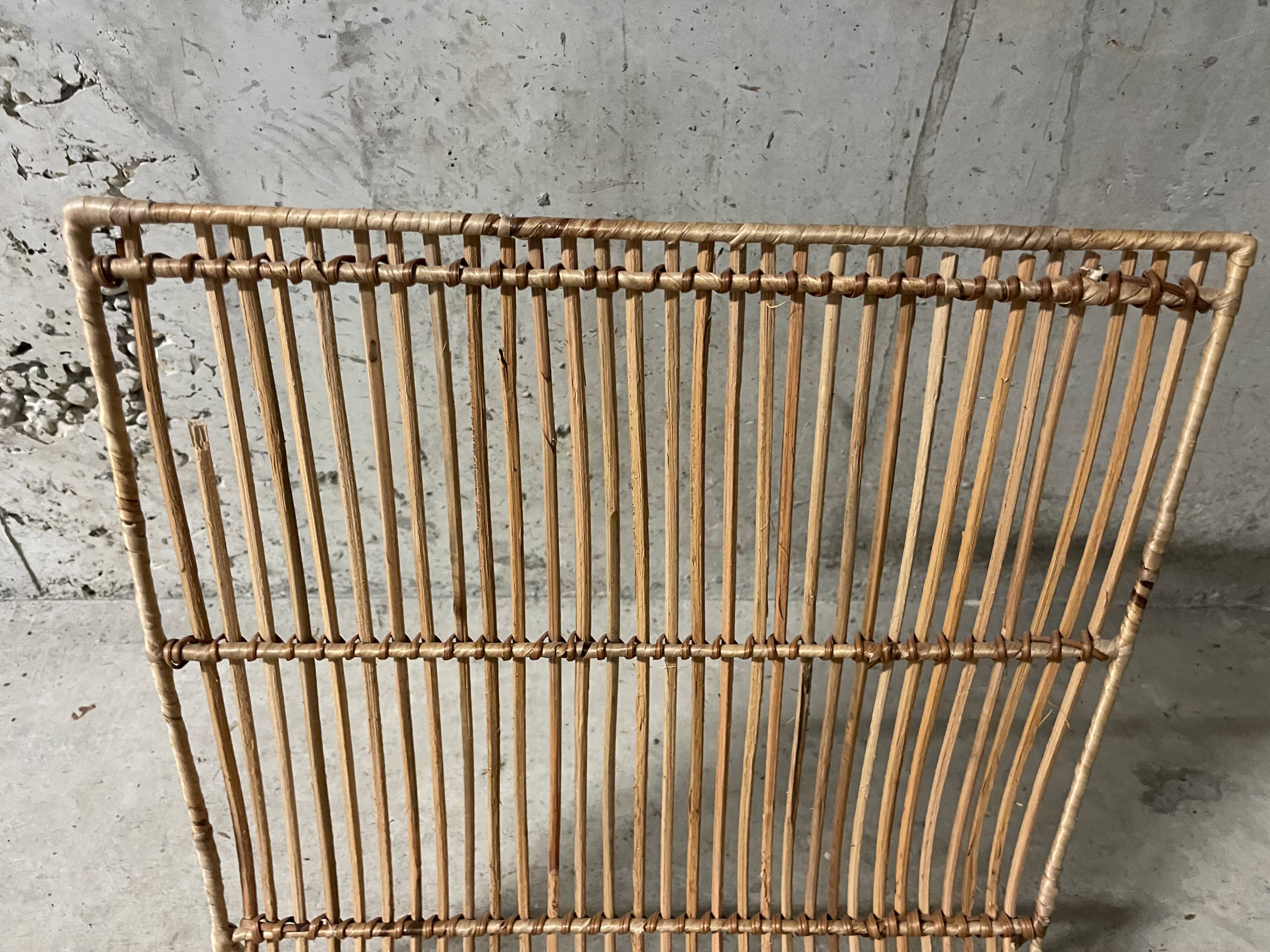 Rattan magazine rack from the 60s