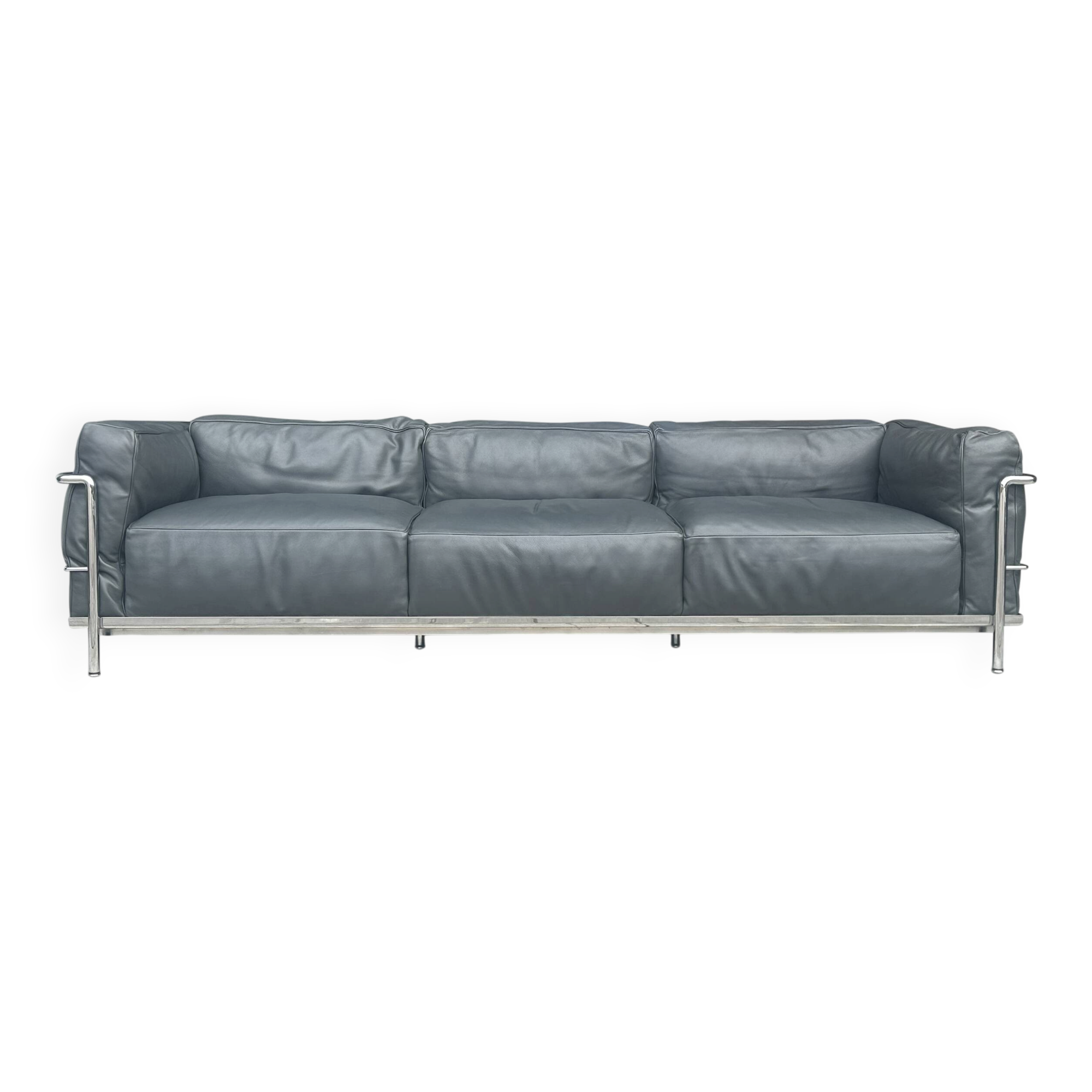 LC3 down cushions Y extra leather 3-seater sofa by Le Corbusier Cassina 90s