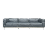 Coussins en duvet LC3 et canapé 3 places en cuir extra de Le Corbusier Cassina des années 90.