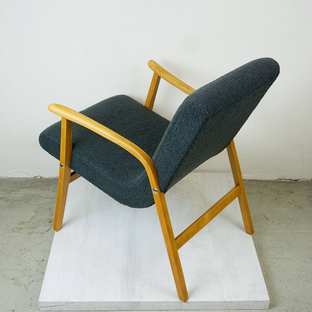 Roland Rainer Lounge Chair Café Ritter with grey bouclé.