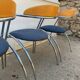 Set of 4 chairs with armrest Effezeta chrome blue fabric and wood an2000