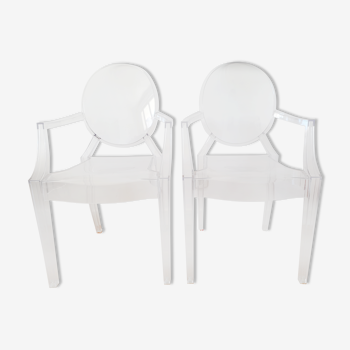 Lot 2 crystal armchairs Louis Ghost Kartell - Philippe Starck