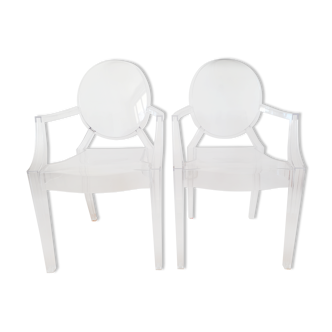 Lot 2 crystal armchairs Louis Ghost Kartell - Philippe Starck