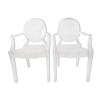 Lot 2 fauteuils cristal Louis Ghost Kartell - Philippe Starck
