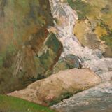 Painting Italian signed landscape from the 50s