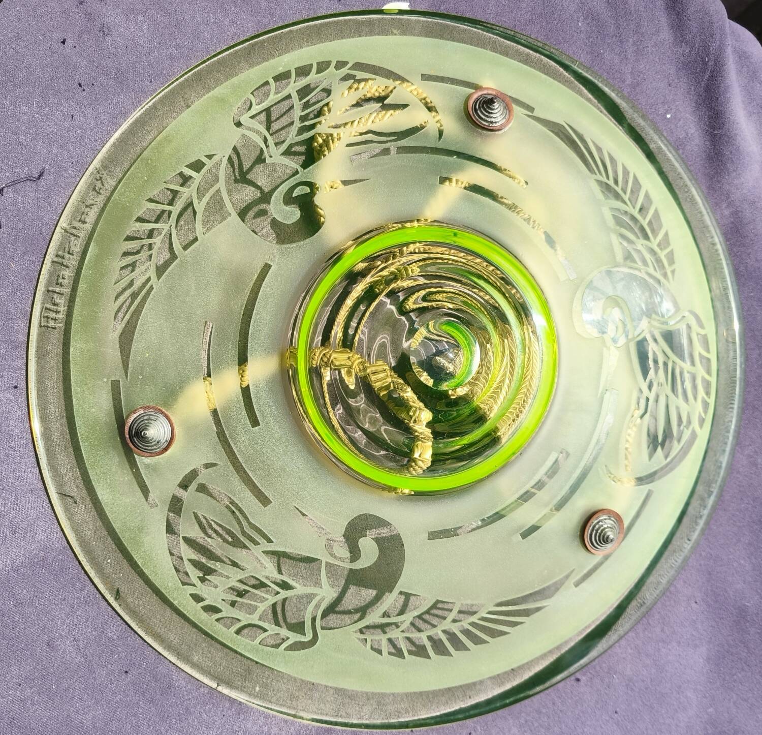 Art Deco ceiling light by A. Delatte in Ouraline