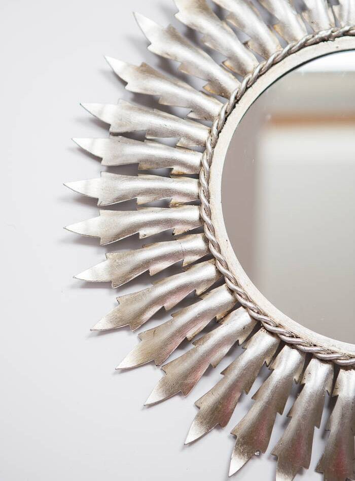 Silver Spanish sun mirror circa 1960 (44 cm)