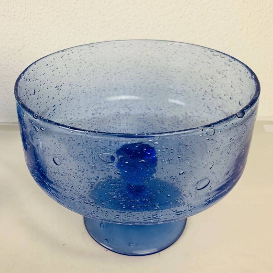 16 sangria serving glasses, Biot blue bubble glass