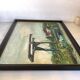 Canal landscape painting oil on panel signed