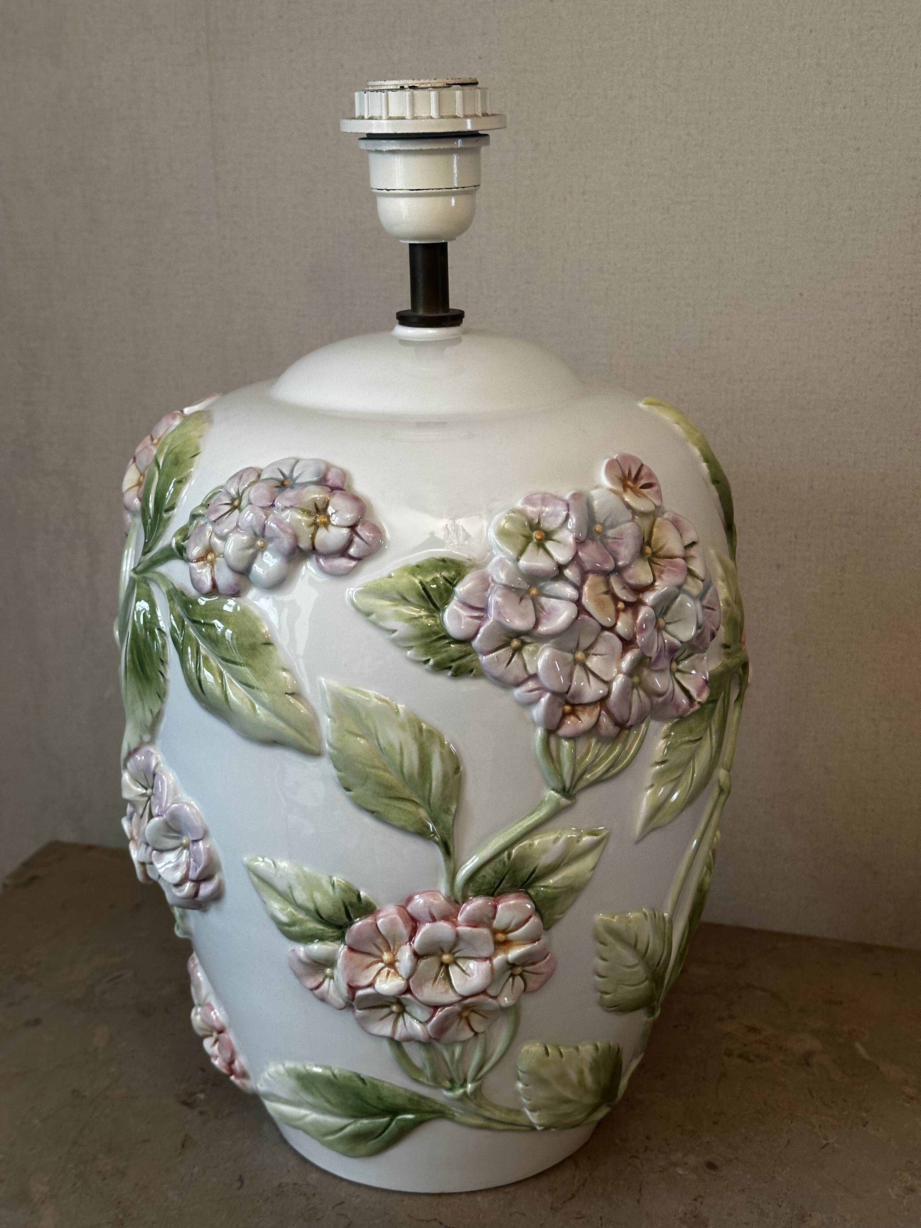 Chaumette Model Hortensias Lamp Base - Barbotine H 40 cm