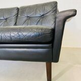 Vintage danish retro nili stoppmøbler 3 person sofa in black leather 1960s