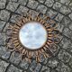Round mirror flower sun in smoked rattan wicker vintage 1960 1970 47 cm folk