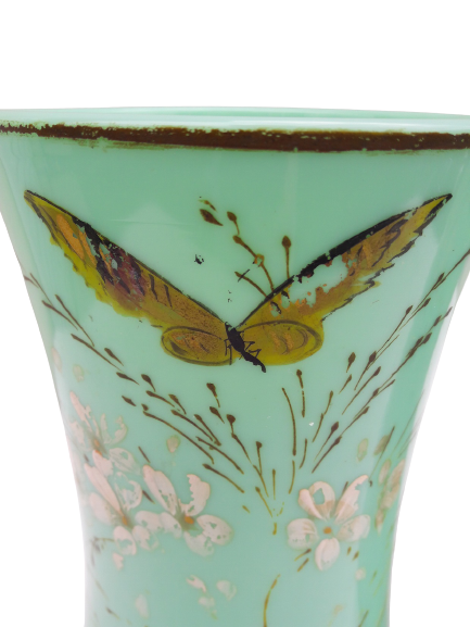 Pair of green opaline vases