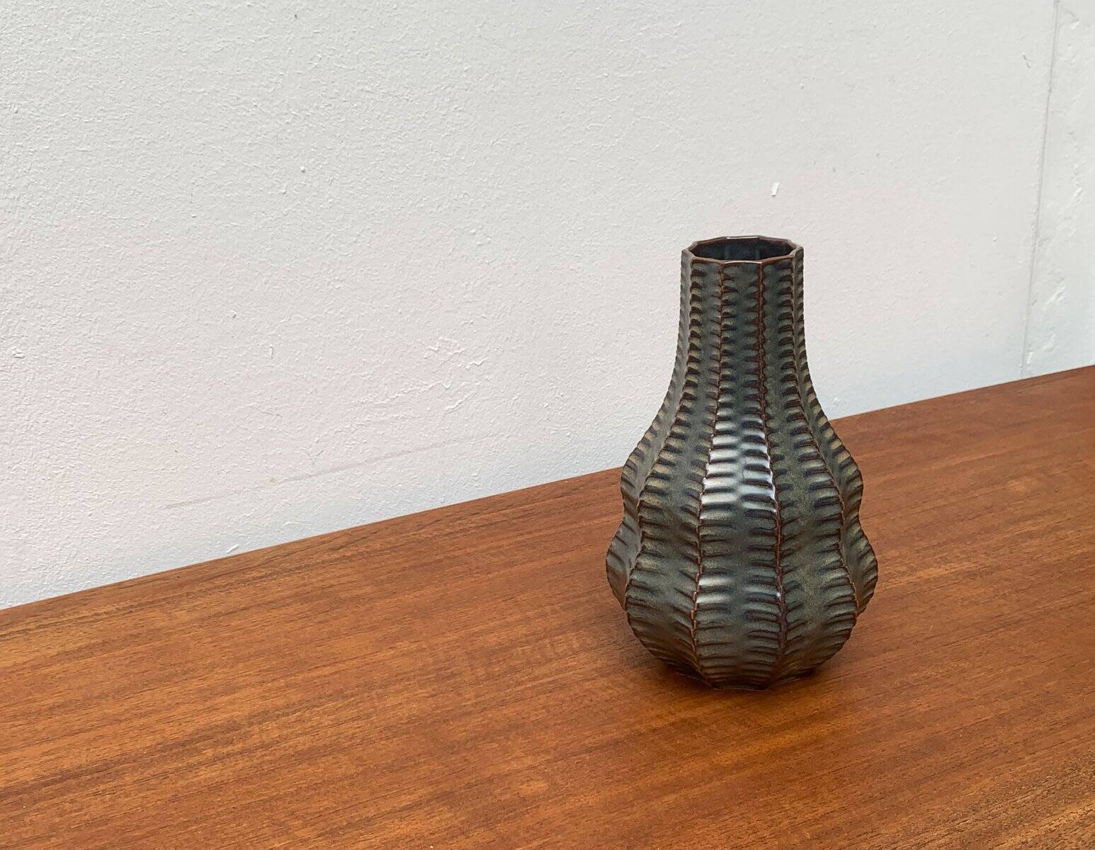 Vintage German brutalist ceramic gourd vase by Heinrich Fuchs for Luisenburg, 1970s.