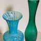Duo de vases soliflores en verre soufflé vintages
