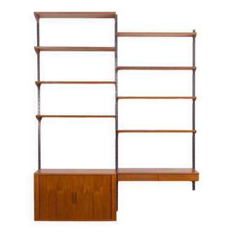 Kai Kristiansen two bay teak wall unit with desk, Denmark 1960s