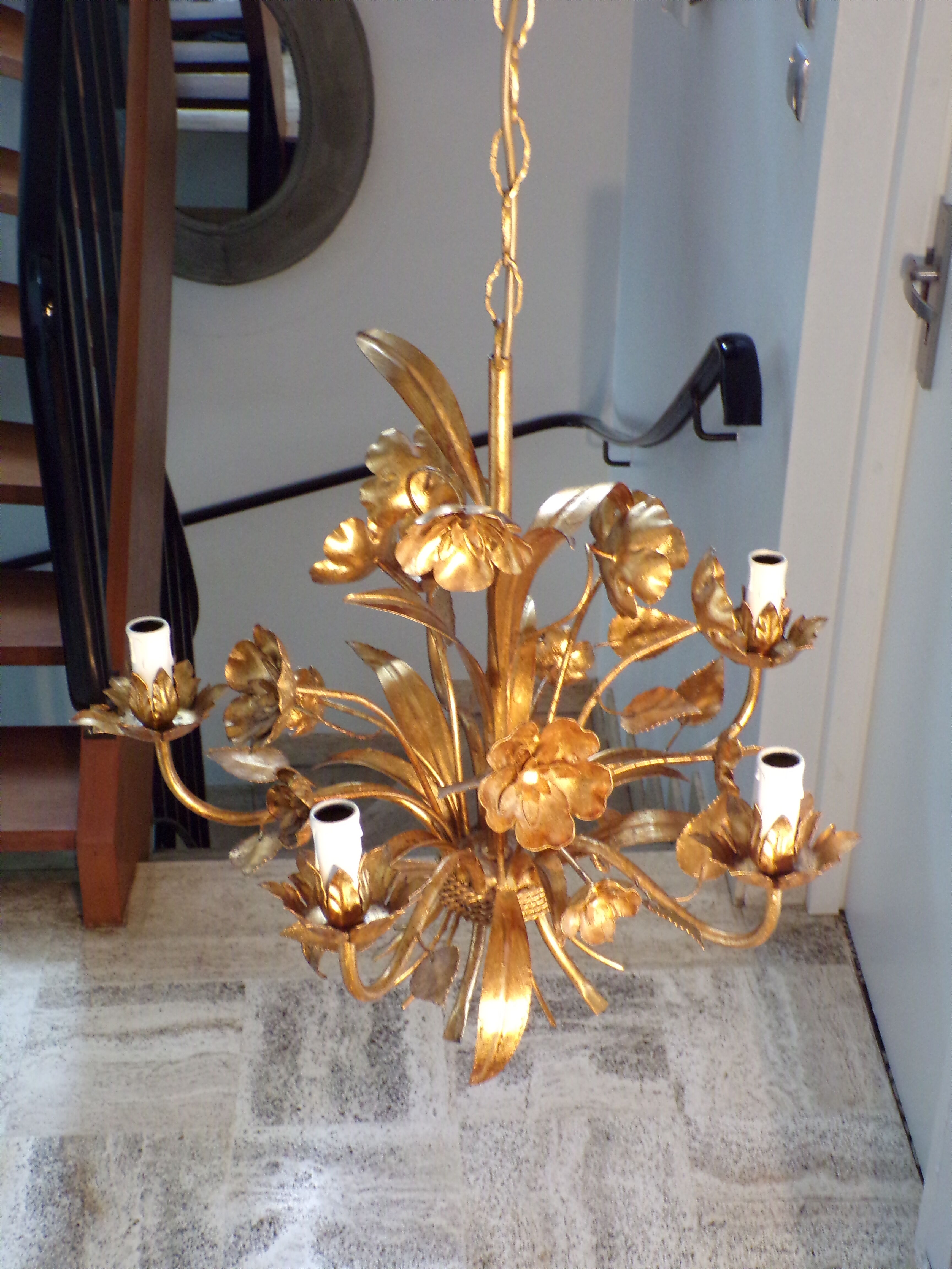 Chandelier bouquet of golden iron flower 5 fires