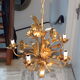 Lustre bouquet de fleur fer doré 5 feux