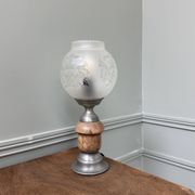 Art Nouveau lamp with engraved glass