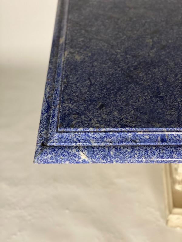Blue granite table azul bahia and pierre limoneuse circa 1980