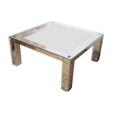 Chrome coffee table with its bisauté glass