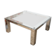 Table basse chromée avec son verre bisauté
