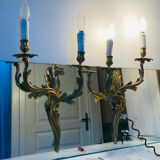 St Louis XV wall lights in solid gilded bronze with curved branches