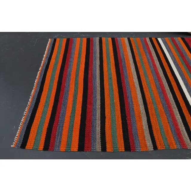 Vintage Turkish Oushak Handmade Wool Cotton Orange Runner Rug 84x262