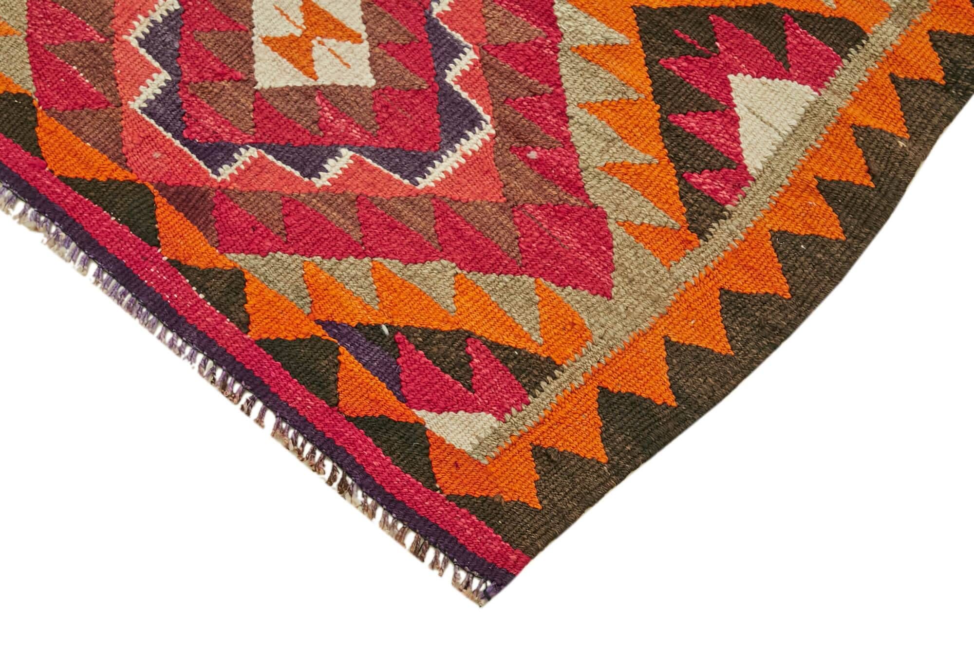 Turkish Handwoven Vintage Herki Kilim 105 cm x 340 cm
