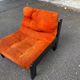 Vintage orange Scandinavian armchair from the 70s, velvet armchair