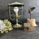 Antique patinated green metal lamp, Art Nouveau style, early 20th century.