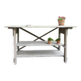 Console, établi en bois blanchi