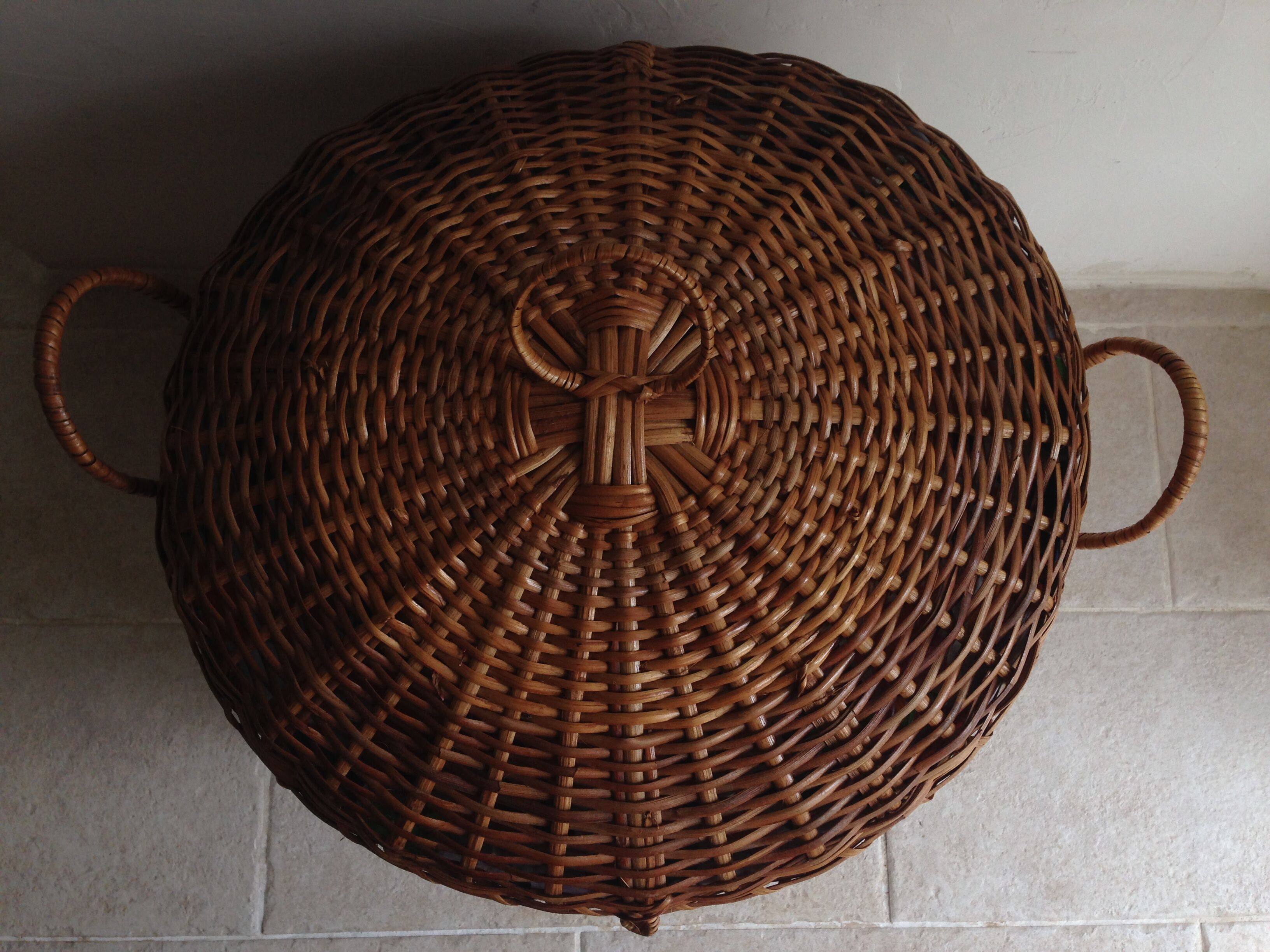 Vintage wicker laundry basket