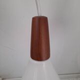 Pair of opaline and teak pendant lights Nordlux