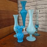 Vase en opaline bleu ciel vintage