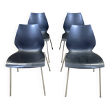 Set of 4 black Maui chairs by Magistretti for Kartell 2000s Italy