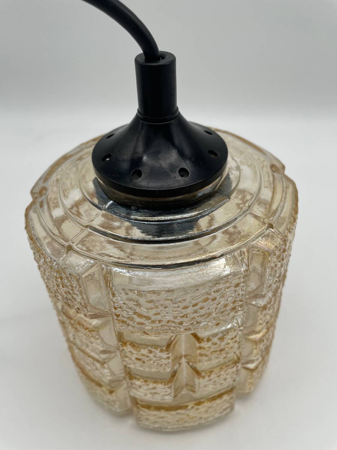 Suspension / portable lamp in smoked glass, 1970s