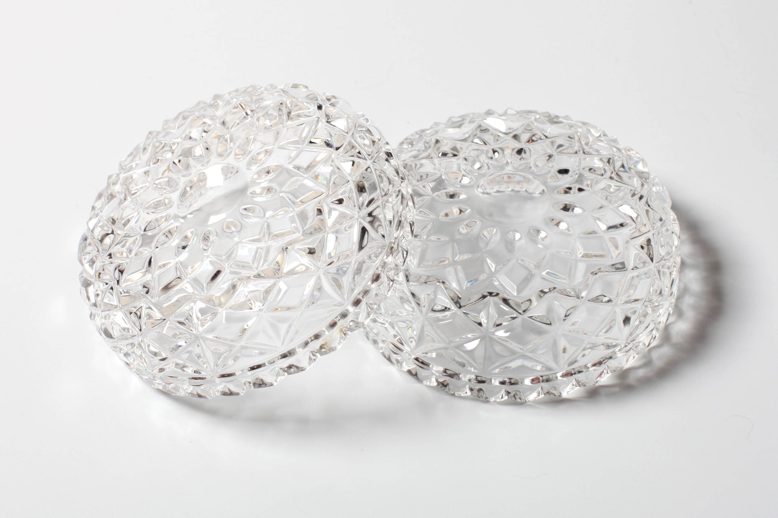 Mid-Century Crystal Bonbon Jar: Vintage Glass Jewelry Box, Italy 1970s