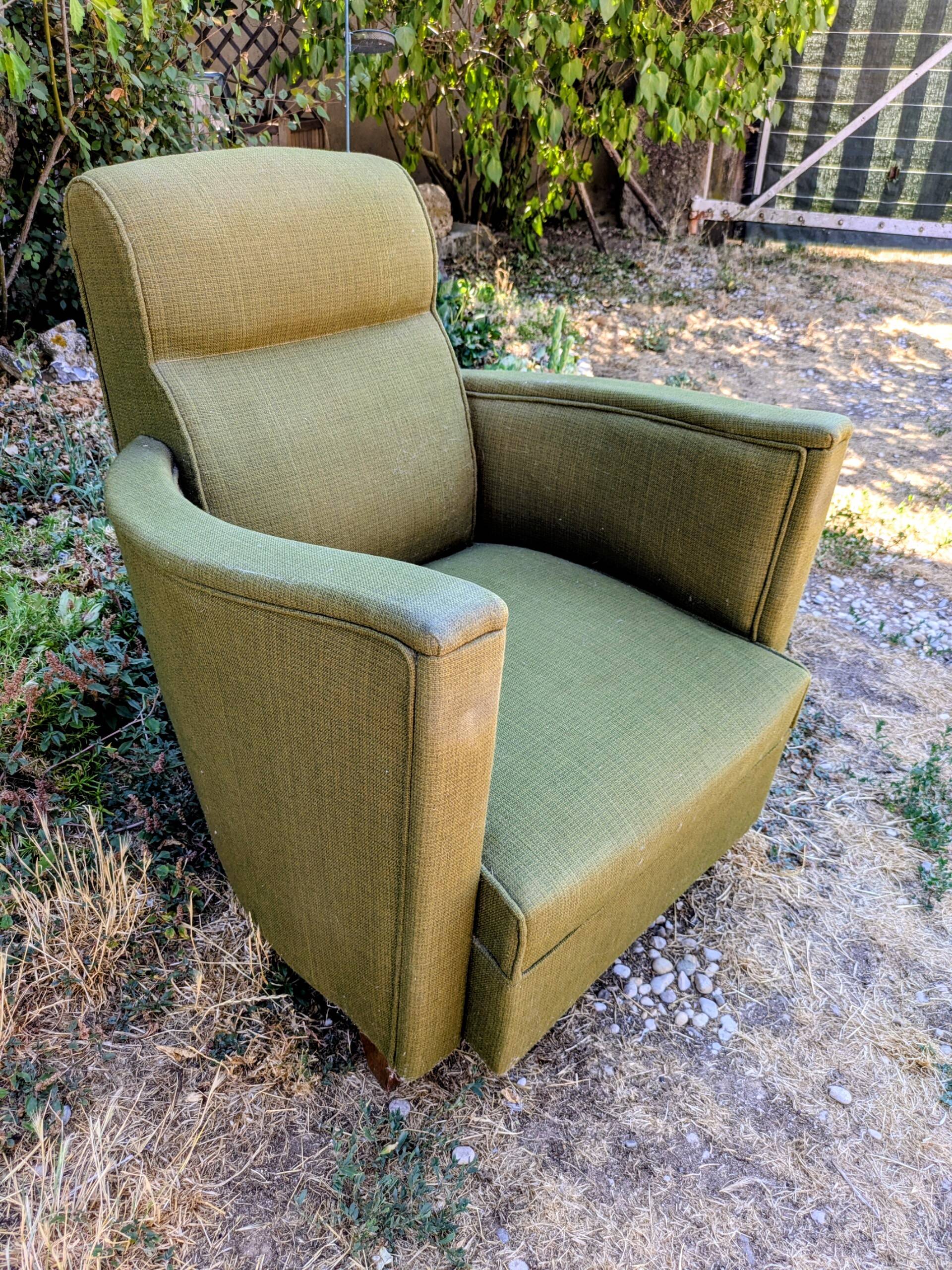Pair of vintage studio armchairs in Art Deco style.