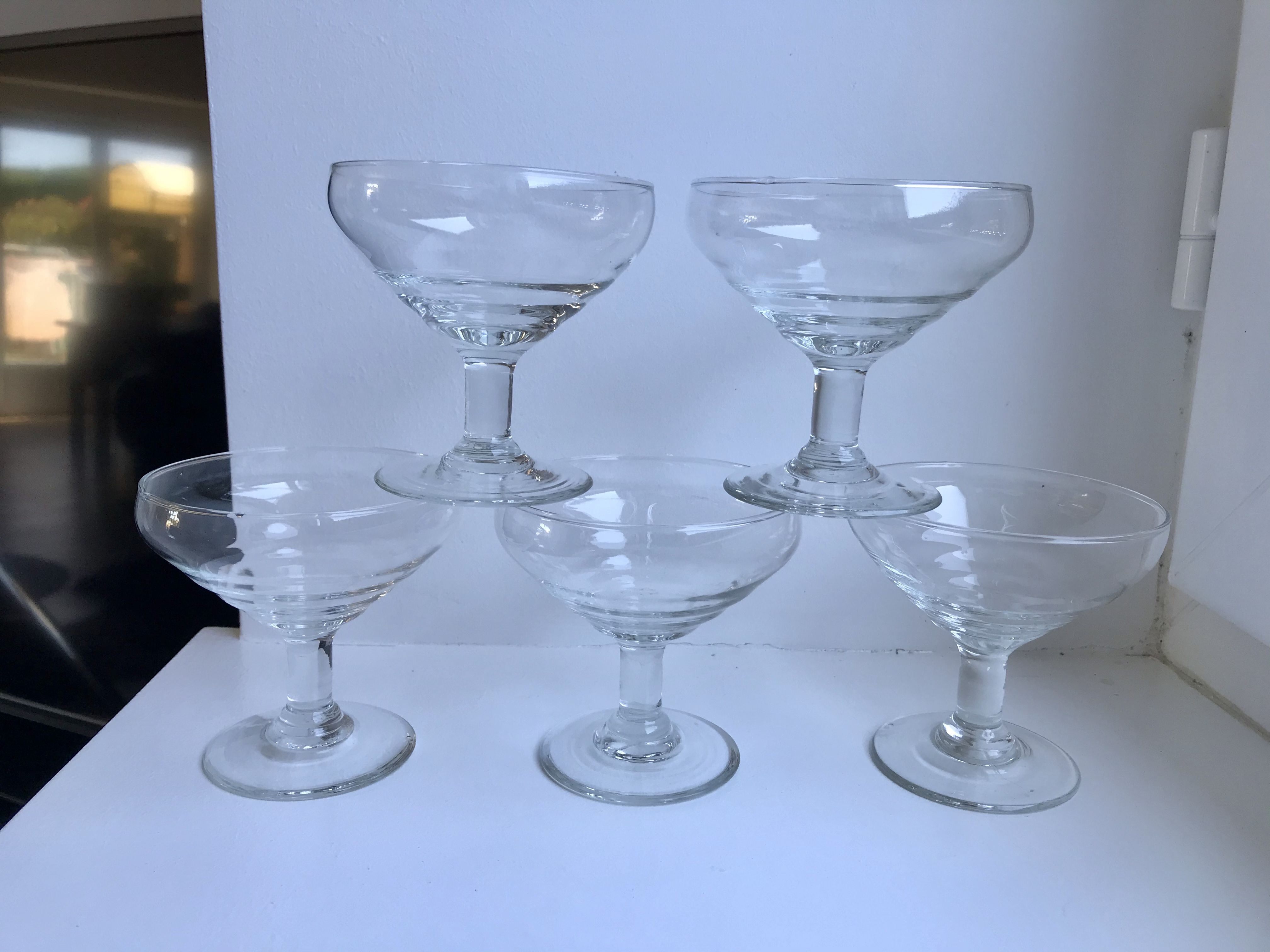 Set of 5 glasses of champagne made by hand 50-60 years