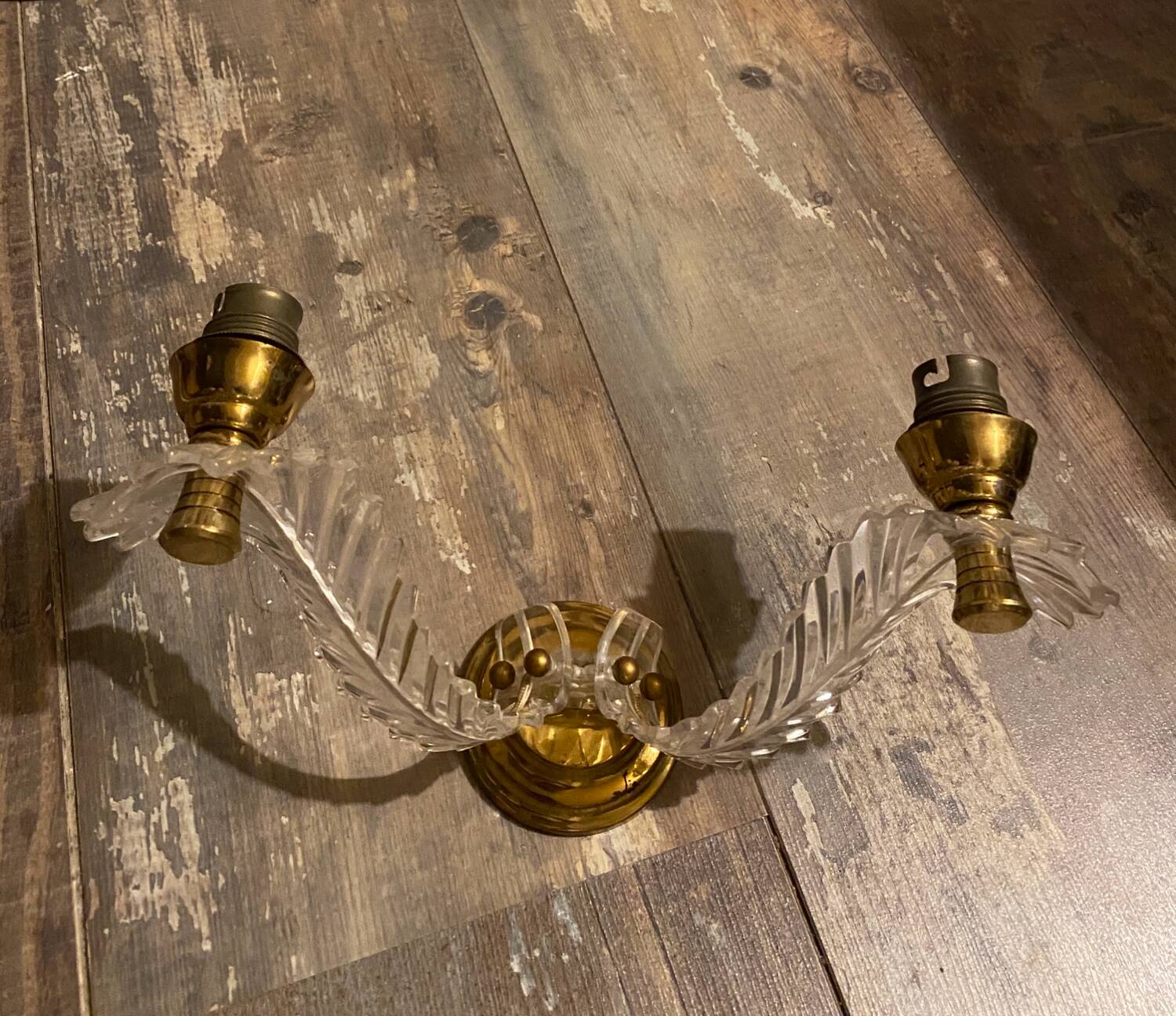 Double brass wall light from the 60s