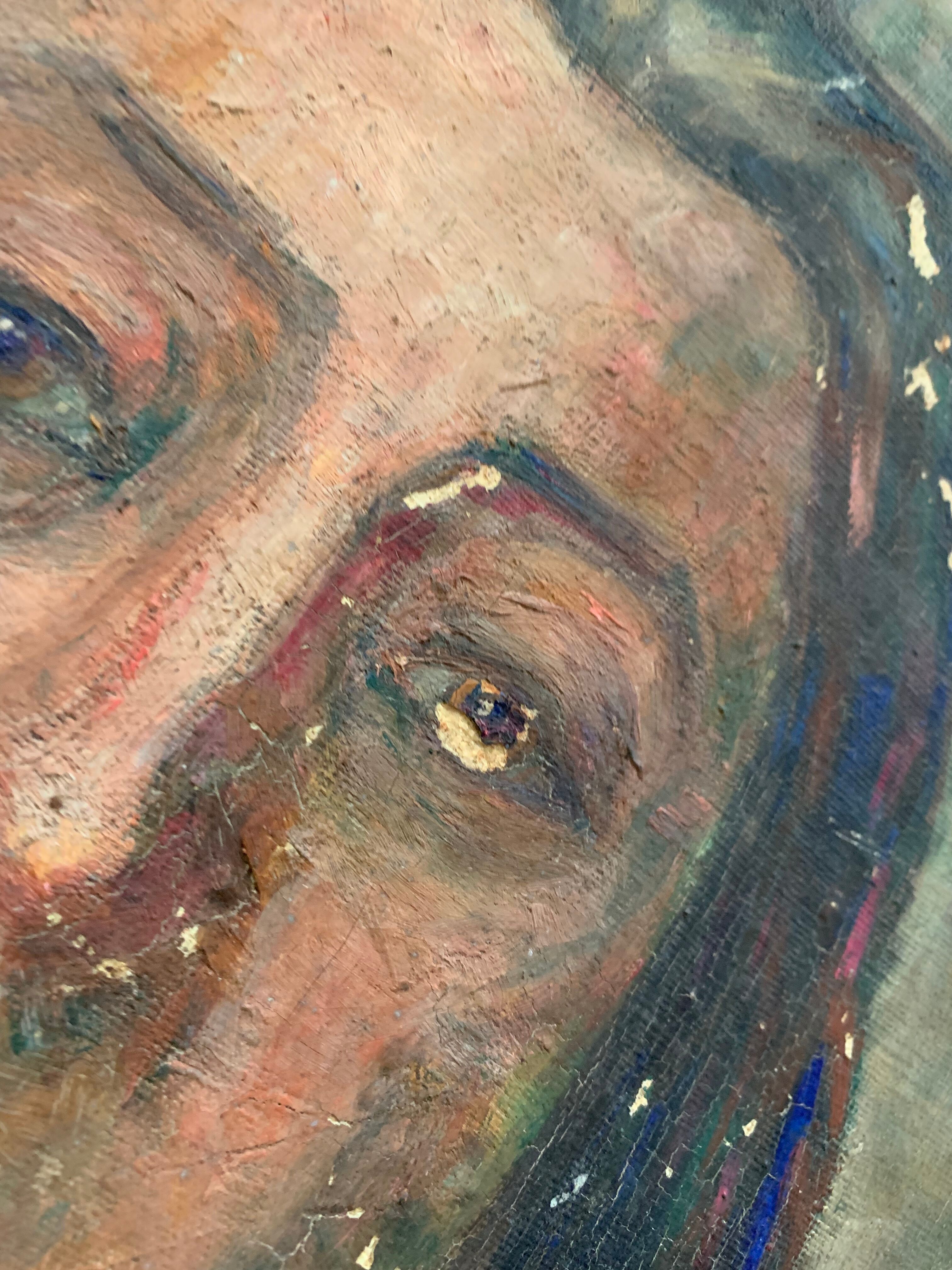 Portrait de femme ancien, huile sur toile