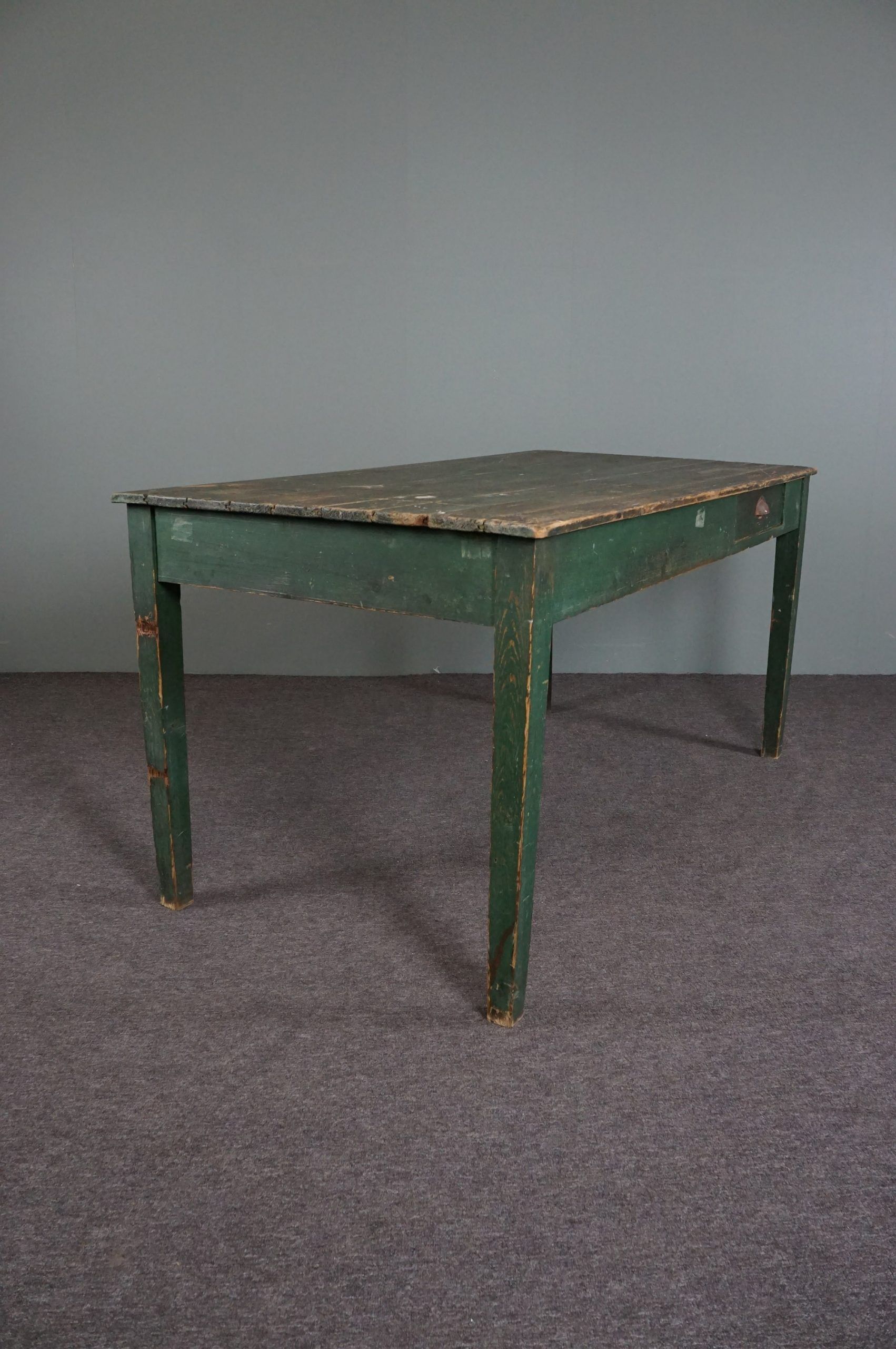 Farm dining table in pastry French green pine