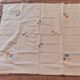 Vintage square linen tablecloth hand-embroidered with floral patterns — 1950s/60s